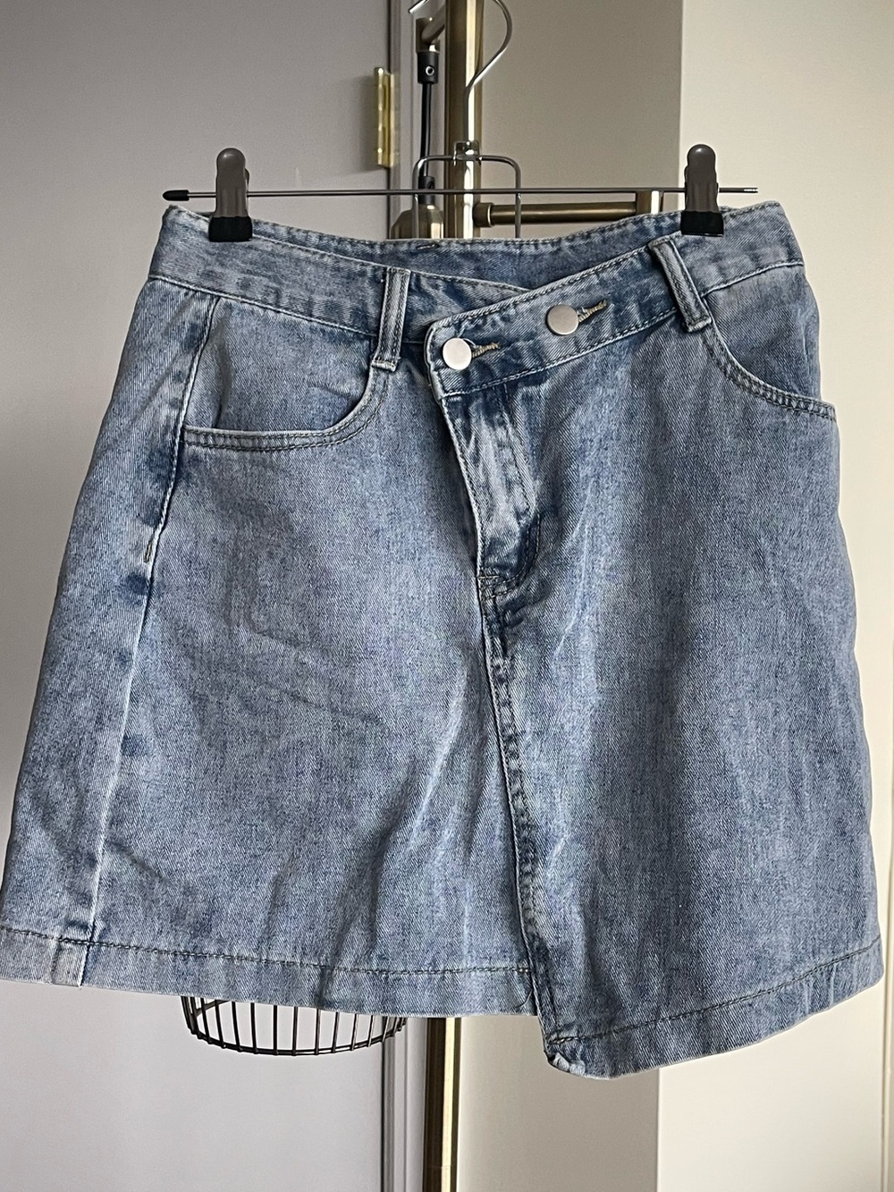 Light Wash Denim Mini Skirt - Blue